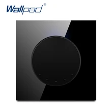 Wallpad L6 – panneau en verre trempé noir, 1 bouton, interrupteur mural à bascule intermédiaire LED