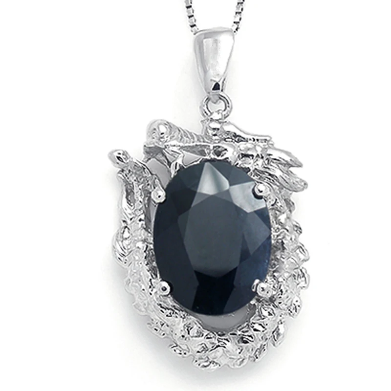 Collier Qi Xuan_Dark Blue Stone Simple Elegant Pendant Necklace_Real Necklace_Quality Guaranteed