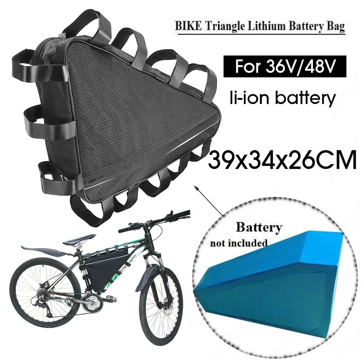 Top 36V 48V Bike Bicycle Battery Storage Bag Mountain Bike Triangle Li-ion Battery Storage Bag Electric Bike Lithium Battery Cover 2