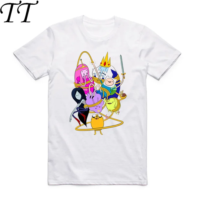 Asian Size Men And Women Print Finn and Jake Adventure Time Cartoon T-shirt O-Neck Short Sleeves Summer Casual T-shirt HCP4061 1