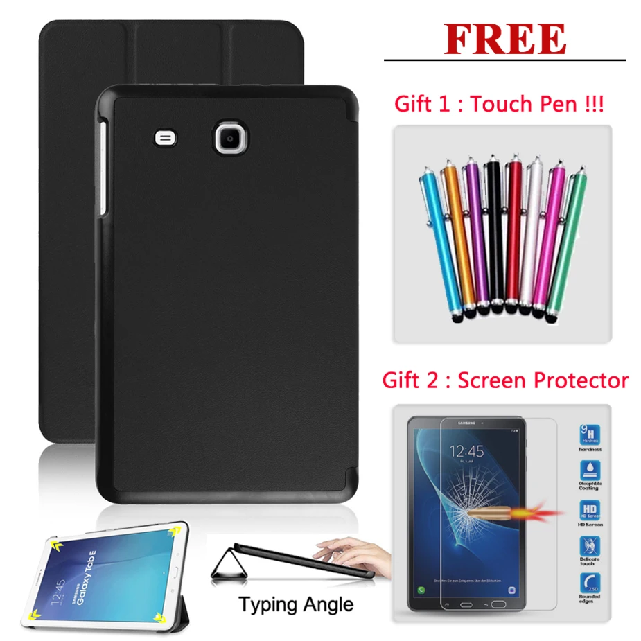 

Screen Protector Glass Tab E 9.6 SM-T560+Tablet Case Cover For Samsung Galaxy Tab E 9.6 8.0 SM T560 T377/Tab A 10.1 2016 SM-T580