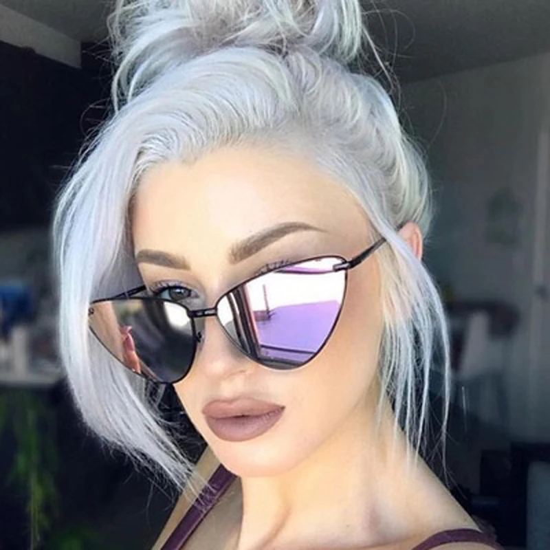 2018 Fashion Women Colour Luxury Flat Top Cat Eye Sunglasses Elegant Oculos De