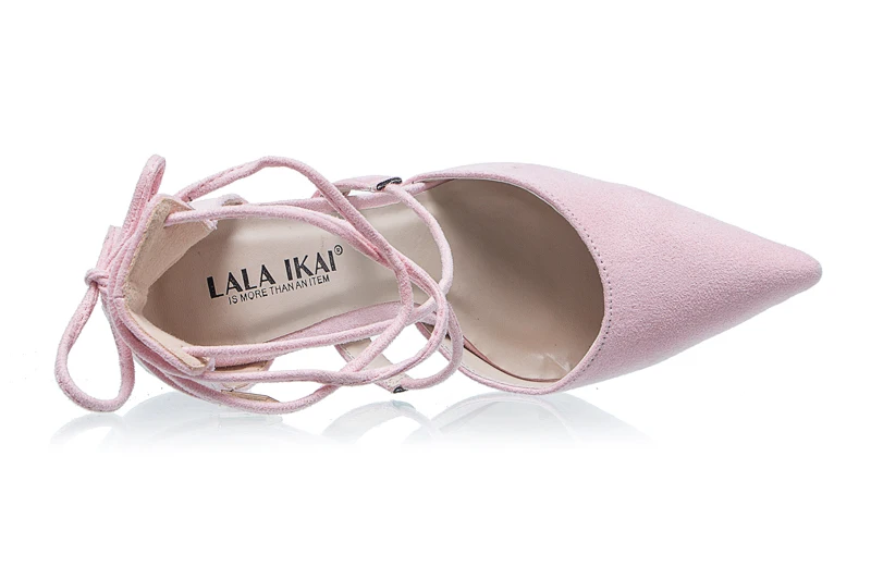 LALA IKAI Brand Shoes Woman Suede Gladiator Sandals Women Summer Lace Up Sandals Thick Heels 11cm Party Wedding Sandals C0802-5 (5)