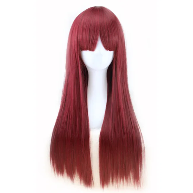WoodFestival черный розовый темно-коричневый бордовый прямой длинный термостойкий синтетический парик с челкой косплей парики для женщин
