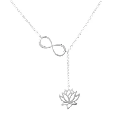 

Fashion Jewelry Creative Hollow 8 Word Lotus Necklace Simple Plant Flower Alloy Pendant Clavicle Chain Female Elegant Jewelry