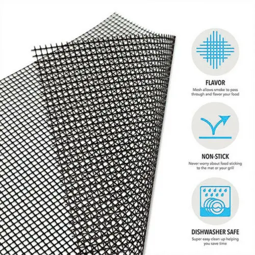 

GRILL MAT BBQ Grill Mesh Mat Non-Stick Sheet Liner Reusable Teflon Fiberglass Mesh and PTFE Barbecue Fish