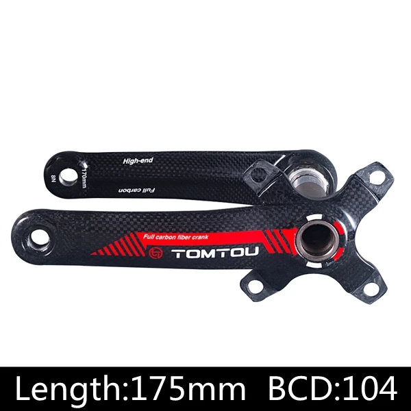 TOMTOU велосипедная рукоятка из углеродного волокна, велосипедная рукоятка, 4 когтя, MTB, велосипедная рукоятка, длина 170 мм/175 мм, bcd104мм, велосипедные детали - Цвет: red For MTB 175mm