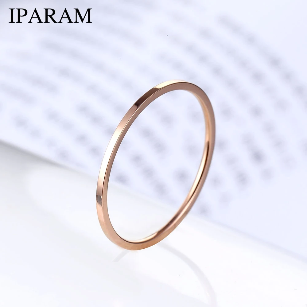 

IPARAM Titanium Steel Rose Gold Color Anti-allergy Smooth Couple Wedding Ring Woman Man Fashion Jewelry Engagement Party Gift
