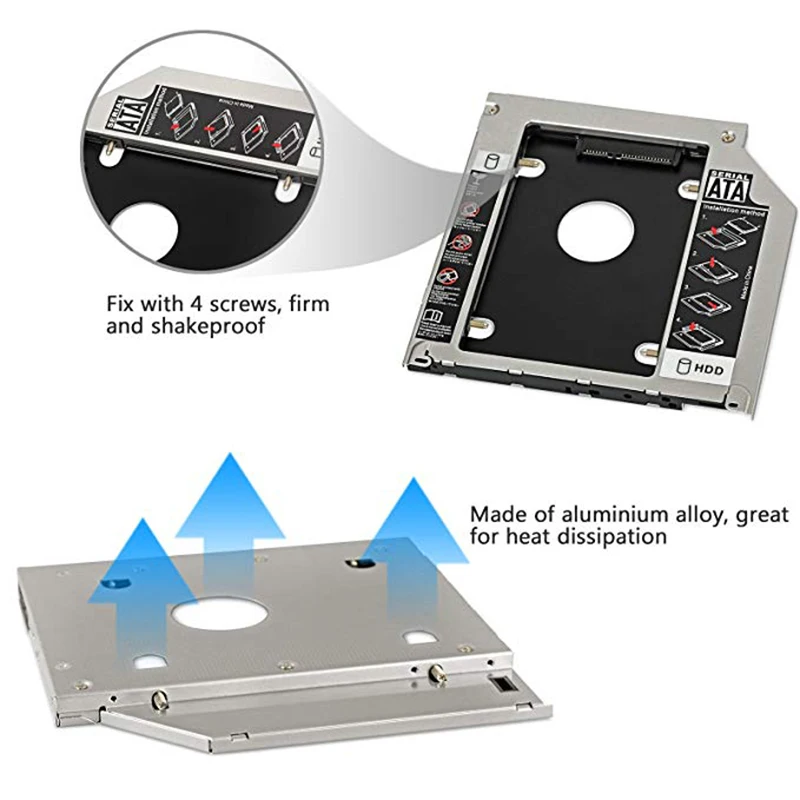 Карман для жесткого диска лоток 9,5 мм Универсальный SATA 2nd HDD HD SSD корпус карман для жесткого диска лоток, для 9,5 мм ноутбука CD/DVD-ROM