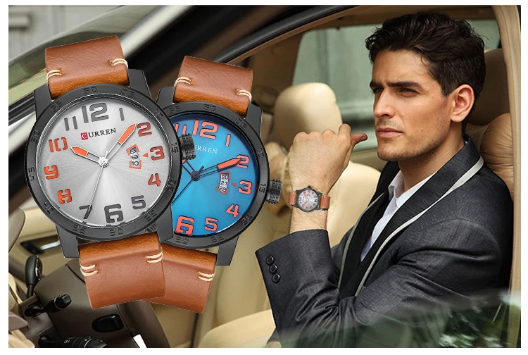 Zegarek męski na skórzanym brązowym pasku Curren Beets brązowy pomarańczowy 11 8254-2_05