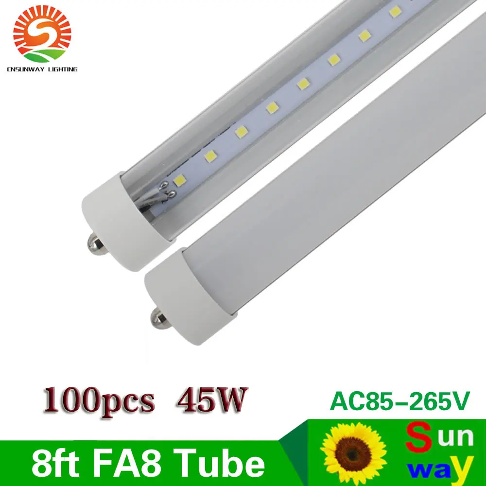

SUNWAY 8ft led tube lights t8 single pin FA8 high quality tube SMD2835 high lumens 2.4m F96 HO LED fluorescent tubes AC85-265V