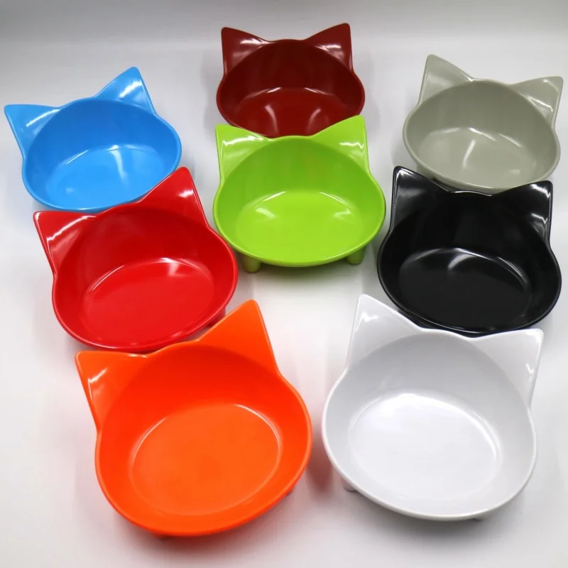 

Healthy Non-Toxic Non Slip Pet Cat Feeding Bowls Pet Cute Cat Shape Food Bowl with foot Household Anti-slip Food Water Bowl