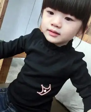 Г. зимняя детская одежда плотные флисовые пуловеры с длинными рукавами и высоким воротником для маленьких девочек, футболки для девочек, детская футболка - Цвет: fleece black