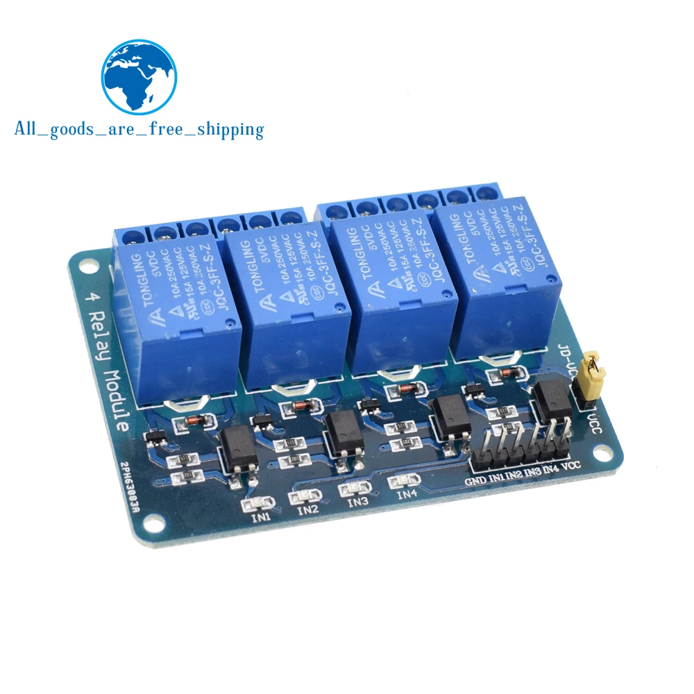 TZT 10pcs 4 channel relay module with optocoupler. Relay Output 4 way