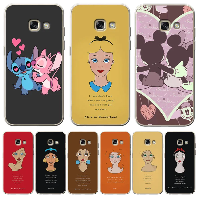 

Luxury For Samsung Galaxy A9 A8 A7 A6 A5 A3 2016 2017 2018 Cover Case Silicone Funda Coque Etui Mickey Minnie woman Alice Stitch