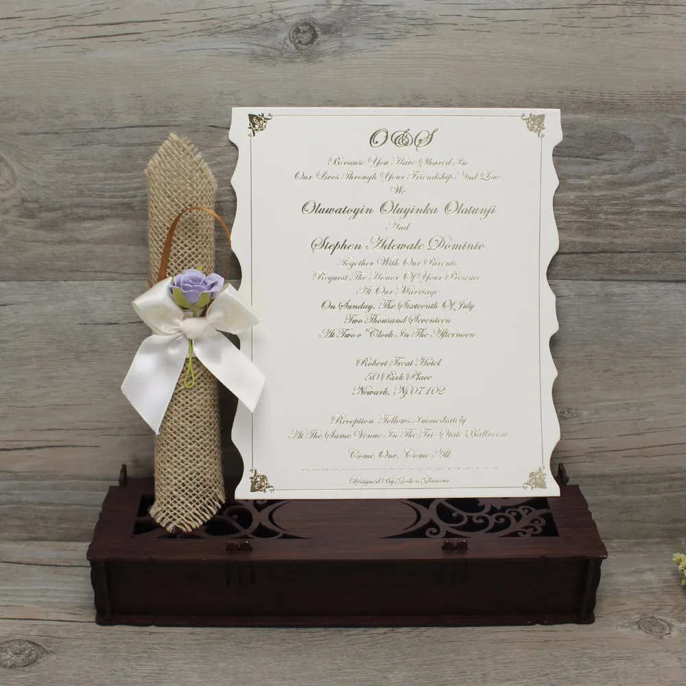 100 pcs laser cut wedding invitation card elegant custom scroll scroll for invitation