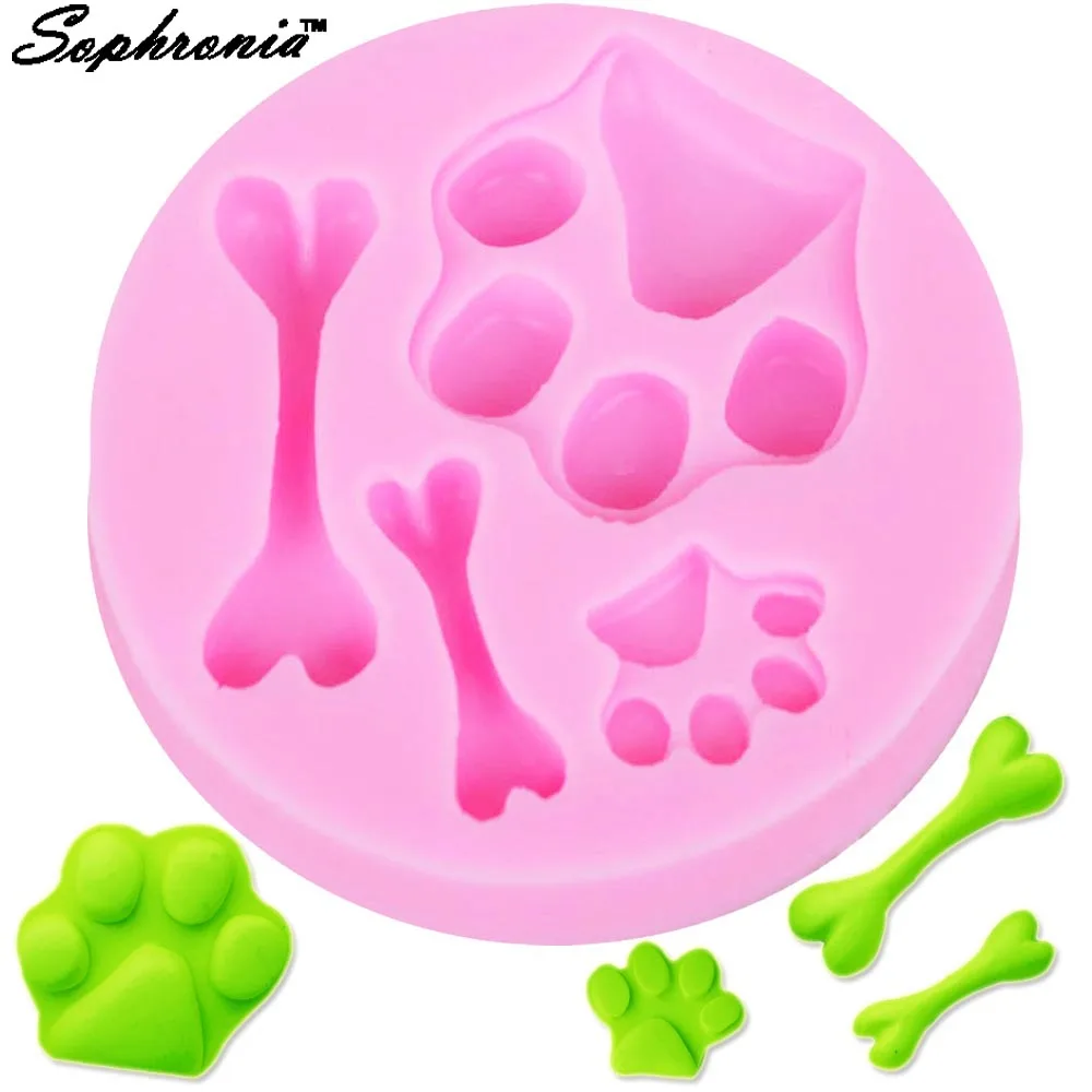 

Sophronia M215 New Arrival 1PCS Paw Print Dog Bone Fondant Gum Paste Chocolate Crafts Silicone Mold Kitchen Accessory