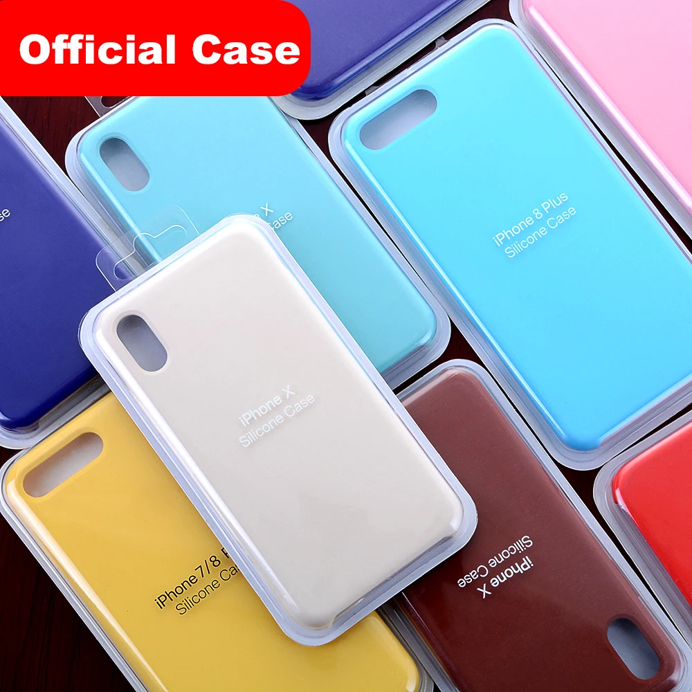 

Have LOGO Original Case For iPhone 7 8 X 5 5S Official Silicone Case For Apple iPhone Xs Xr Xs max 6 6S Plus Cases Cover Conque