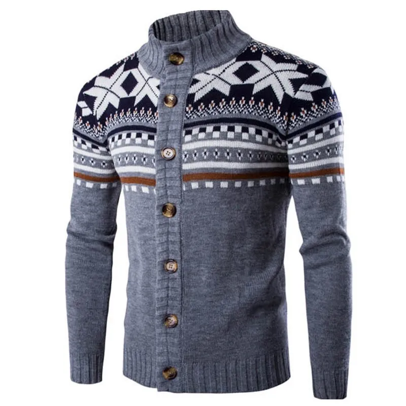 

2019 Winter Mens Sweater Cardigan Chic Knitted Warm Vintage Ethnic Style Long Sleeve Button Sweaters Christmas Male Pullovers