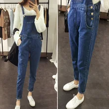 Весенняя Корейская версия комбинезона Модные женские джинсовые брюки повседневные Комбинезоны женские