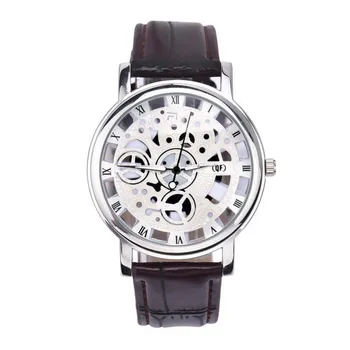 

Men Watch Personalized Design Transparent Gear Hollow-out Roman Numeral Dial Quartz Wrist Watch reloj de hombre relojes hombre