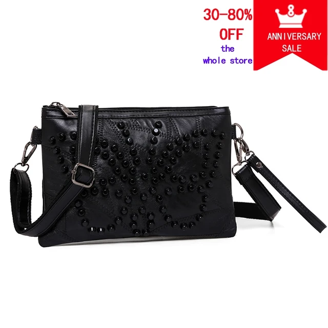 Imentha Women Shoulder Bags Black Rivet Leather Handbags Stud Imentha Women Shoulder Bags Black Rivet Leather Handbags Stud Day Clutch Bag Purses