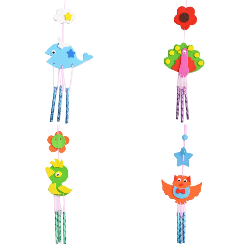 2 Pcs Child DIY Fabric Aeolian Bells Craft Toy Kid Handmade Wind Chime Children Early Educational Puzzle Random Patterns | Игрушки и