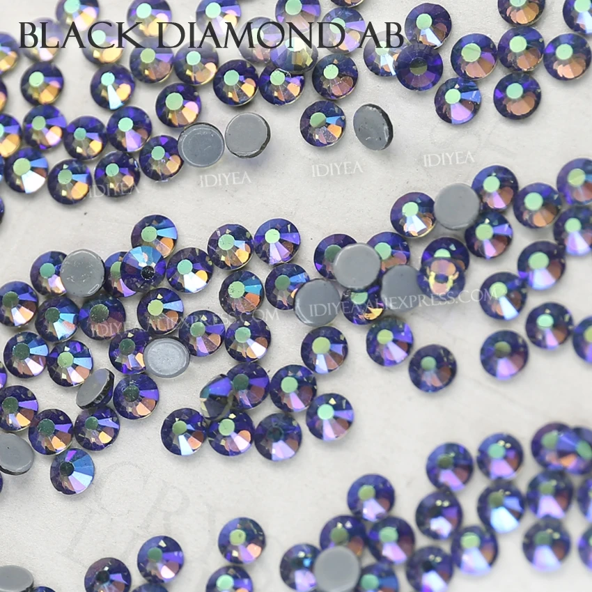 Черный бриллиант AB исправление flatback стразы стекло рукоделие Кристалл DIY Блестки Стразы Алмаз железо на ткани одежды костюм