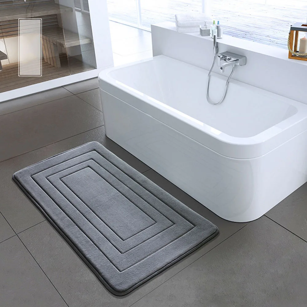 

Memory Foam Bath Mats Bathroom Carpet Bathroom Horizontal Stripes Rug Non-slip Toilet Bathroom Rug Toilet Mat Doormat 50*80cm