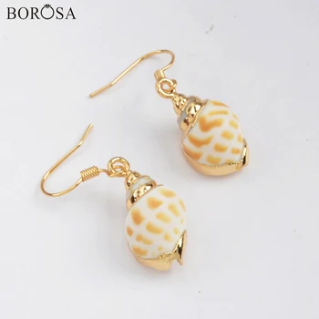 

BOROSA 5/10Pairs Trendy Gild Natural Conch Shell Drop Earring New Boho Seashell Dangle Earrings Summer Earring Women Gifts G1809