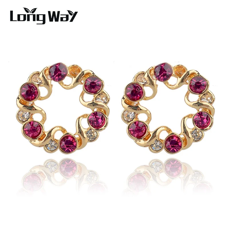 

LongWay Cute Jewelry Stud Earrings For Women Gold Color Crystal Imitation Pearl Inlaid Stud Earing Factory Direct Sale SER140139