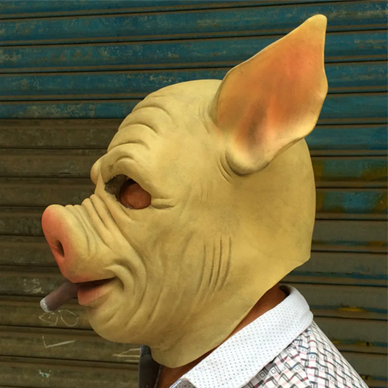 Маска для головы капот животных pighead накладные полностью латексные маски maske реалистичные силиконовые маски mascaras костюм, реквизит