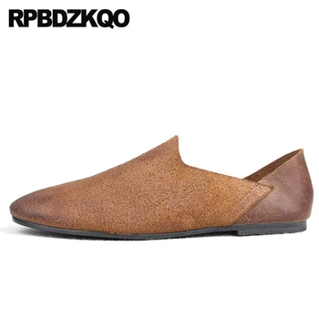 

Brand Luxury Italy European Tan Suede Men Brown Genuine Leather Shoes Real Casual Italian Driving Fashion Soft Runway Slip On