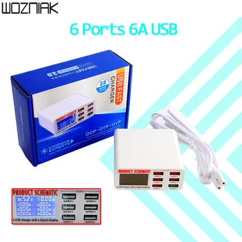 

Universally compatible Desktop Phone Charger Adapter Hub Multi Port with LCD Dispaly