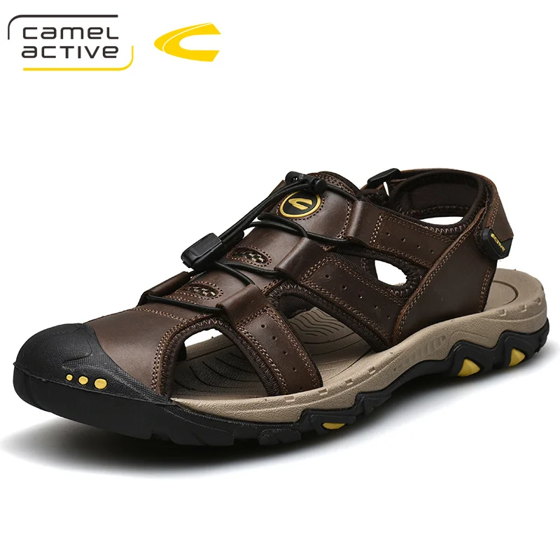 Camel Active 2019 New High Quality Summer Men Sandals Genuine Leather Comfortable Hook &amp Loop Shoes Fashion Casual | Обувь
