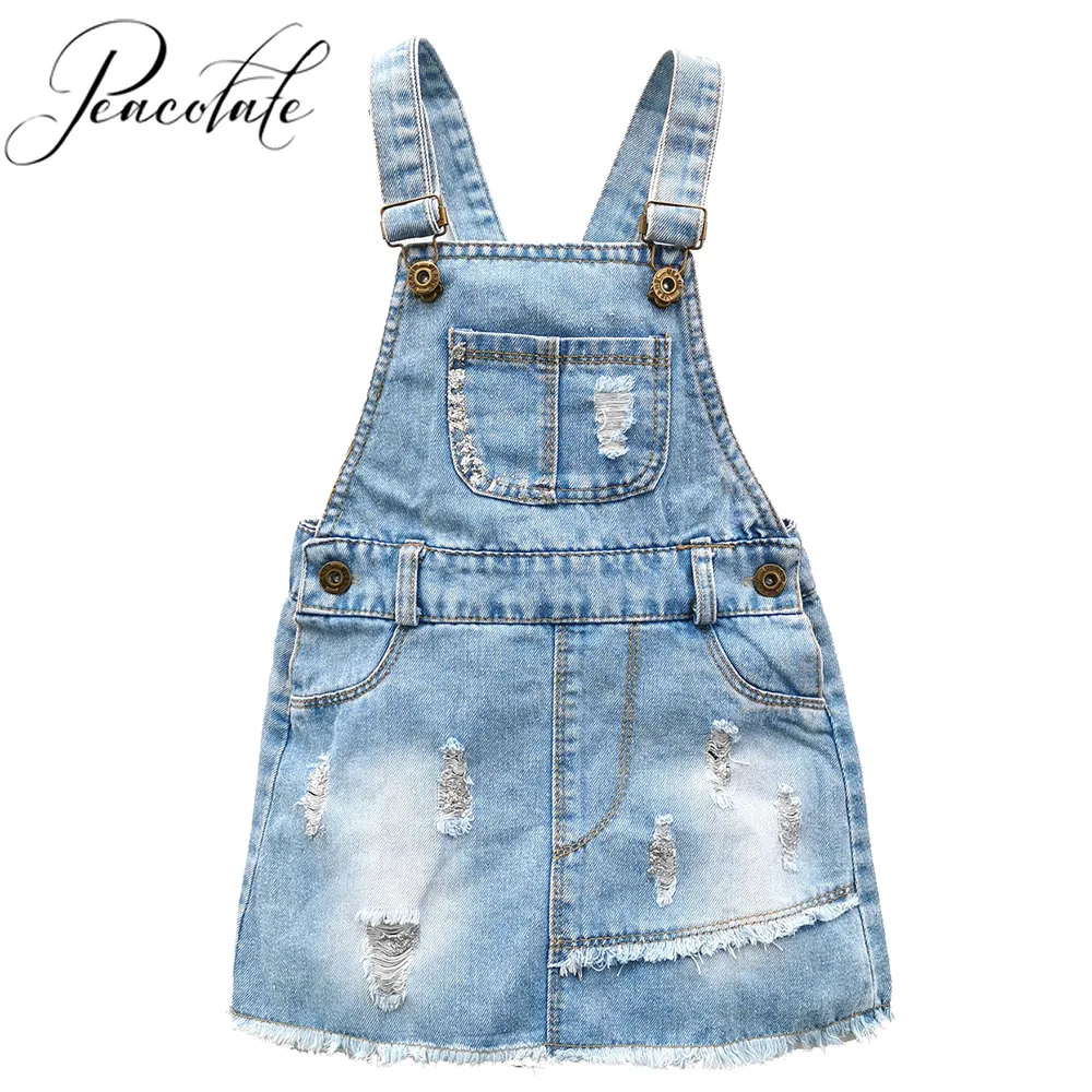 

1-5Years Little Girls Children Kids Baby Girls Rompers Jumpsuit Denim Strap Skirt