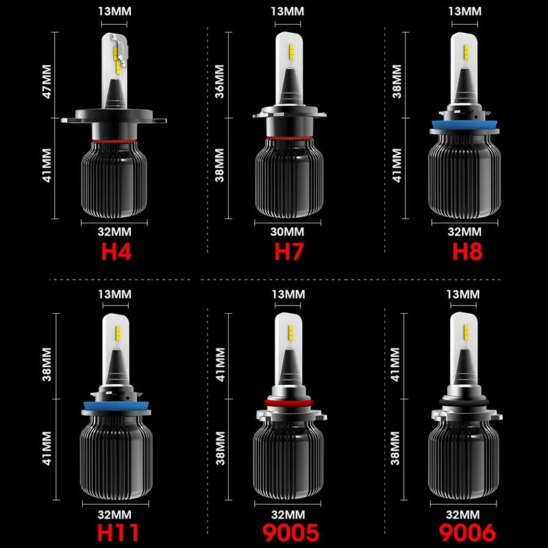 HLXG Светодиодные лампы для авто H7 H4 h11 h8 hb3 9005 hb4 9006 Led лампы ближнего света дальнего света противотуманные лед фары дневные ходовые огни диодные лампы в машину мощные качественные светодиодные лампочки