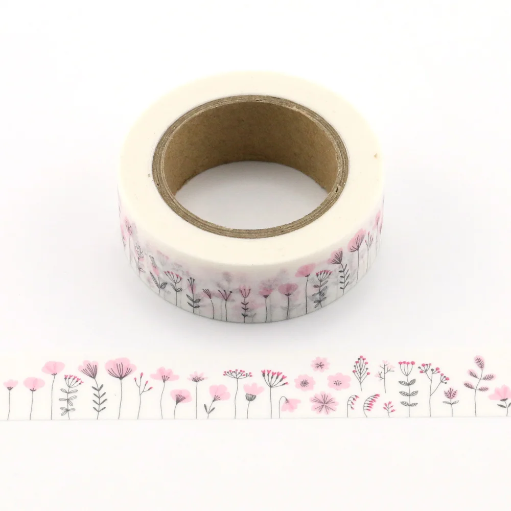 

1pc pink flower Decorative Washi Tape Paper DIY Scrapbooking Adhesive Tape 10m School Office Supply