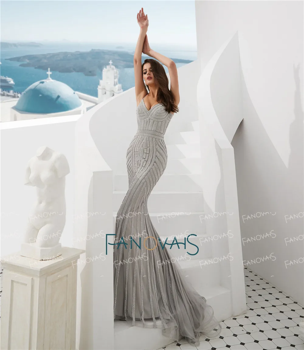Элитное вечернее платье возлюбленная Русалка вечернее платье с бусинами 2 цвета сексуальное платье для Бала с длинным Vestido de fietsa NS12