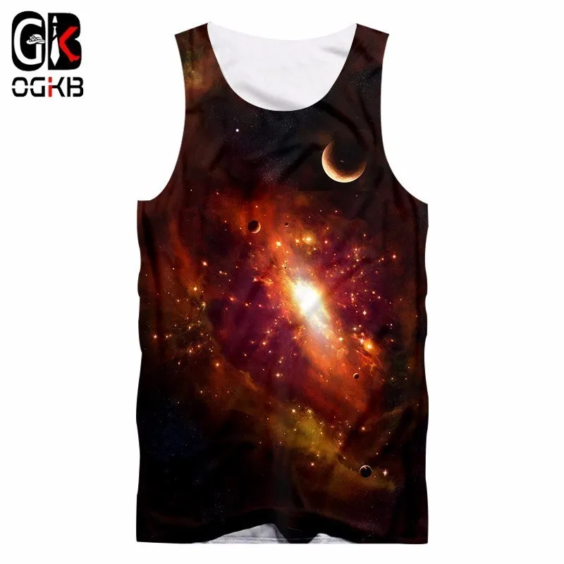 

OGKB New Arrival Cool Tanks Women/men's Print Nebula Star 3d Tank Top Summer Hiphop Unisex Fitness Workout Sleeveless Shirts