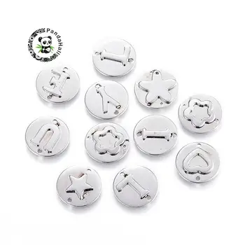 

304 Stainless Steel Links, Flat Round, Stainless Steel Color, 16x1.5~2mm, Hole: 1~1.5mm