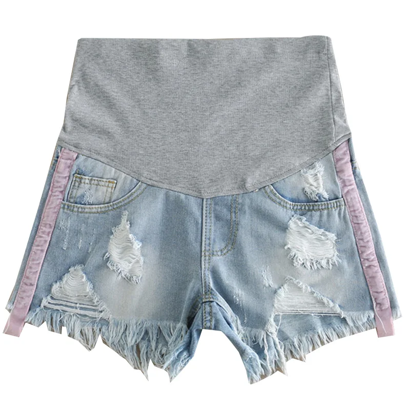

New For Pregnant women shorts 2017 summer thin models outside the tide belly pants holes denim shorts Maternity Shorts