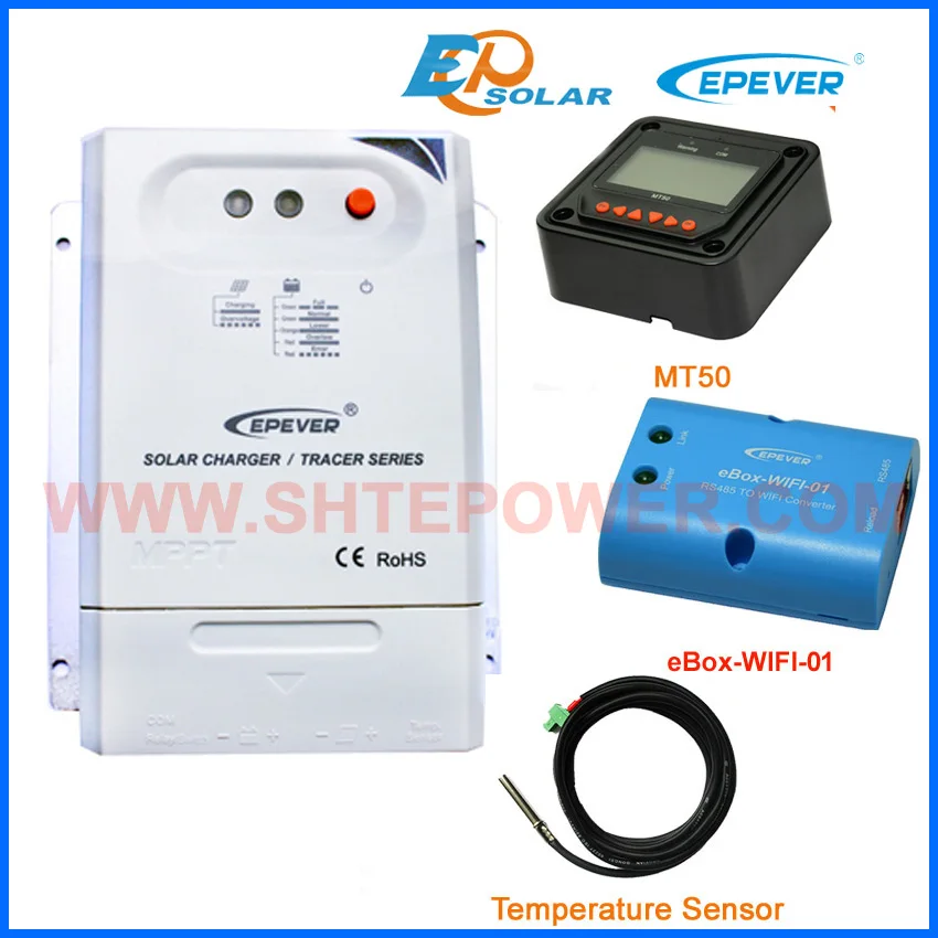 

EPsolar CN series solar battery controller Tracer2210CN 20A 20amp wifi BOX temperature sensor and MT50 remote meter