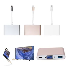 USB-C 3.1 Tipo C para VGA y USB OTG y USB-C Hembra Adaptador de Cargador para el MacBook 12″