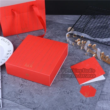 

Red Gift paper box.chocolate Packaging Box, Cake Boxes for Wedding Birthday Party Home decorations 100pcs/lot