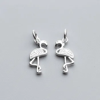 

Fashion Design Silver Flamingo Dangle Charms 925 Sterling Silver Craft Hand Made Women Decoration Jewelry Pendants DIY Girl Gift