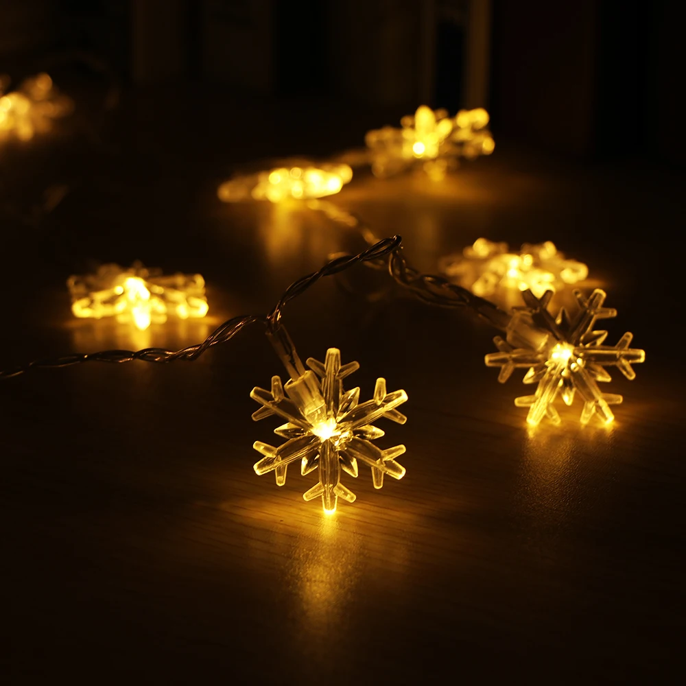 10 светодиодный огни Рождественские елочные украшения хлопья снега светодиодный Строка Фея Света Рождество вечерние домашний сад Свадьба