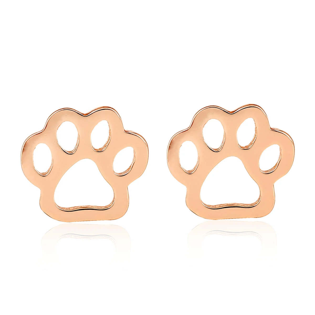 Fashion Cute Dog Paw Print Stud Earrings Hollow Sliver Gold Rose Gold Color Ear Stud Elegant Simple Jewelry Gifts For Women