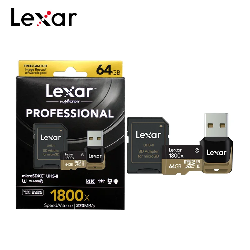 

Lexar 1800x micro sd 32gb 64gb SDXC high speed UHS-II memory microsd cards up to 270MB/s cartao de memoria Class10 U3 TF/sd card