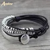 Anslow Brand Bohemian Vintage Handmade Multilayer Wrap Jewelry Women Mother's Day Birthday Leather Bracelet Bangle  LOW0465LB ► Photo 2/6